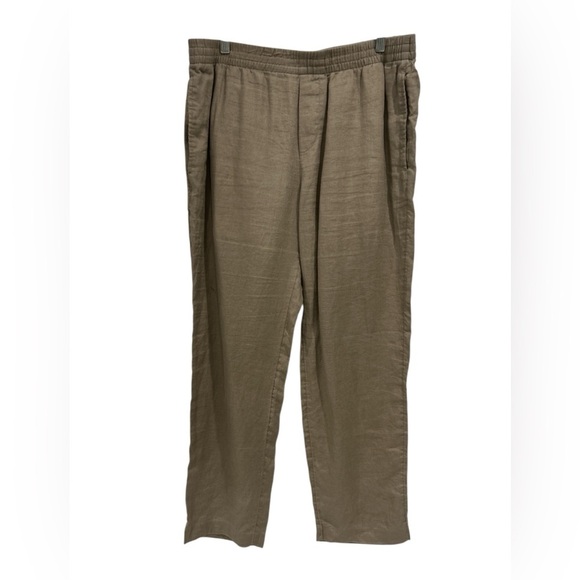 H&M Regular Fit Elastic Waist Linen Pull On Pants with Pockets in Tan - Medium - Picture 1 of 8